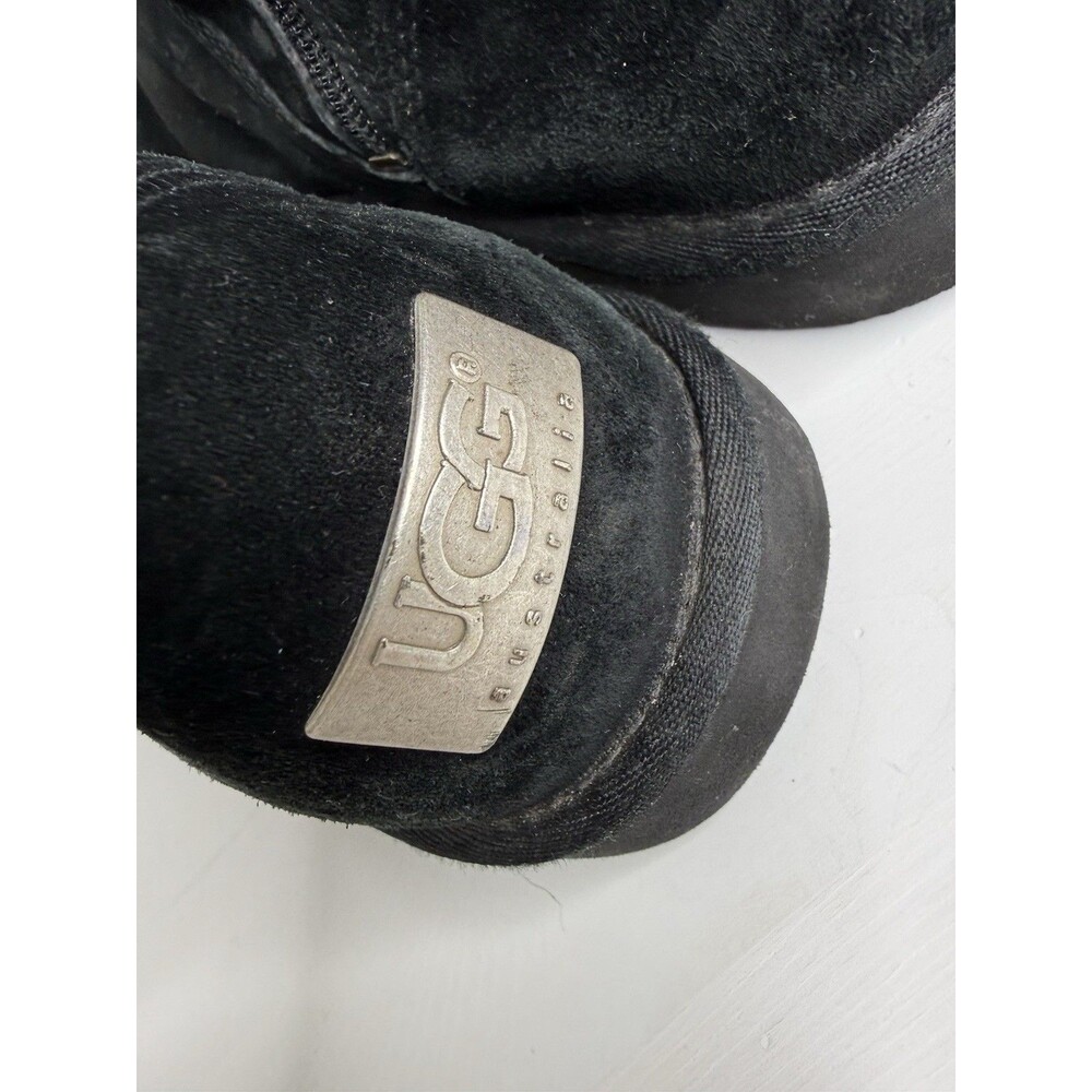 UGG Australia Black Sheepskin Boots Mid Calf Zip Women Size 9 EU 40